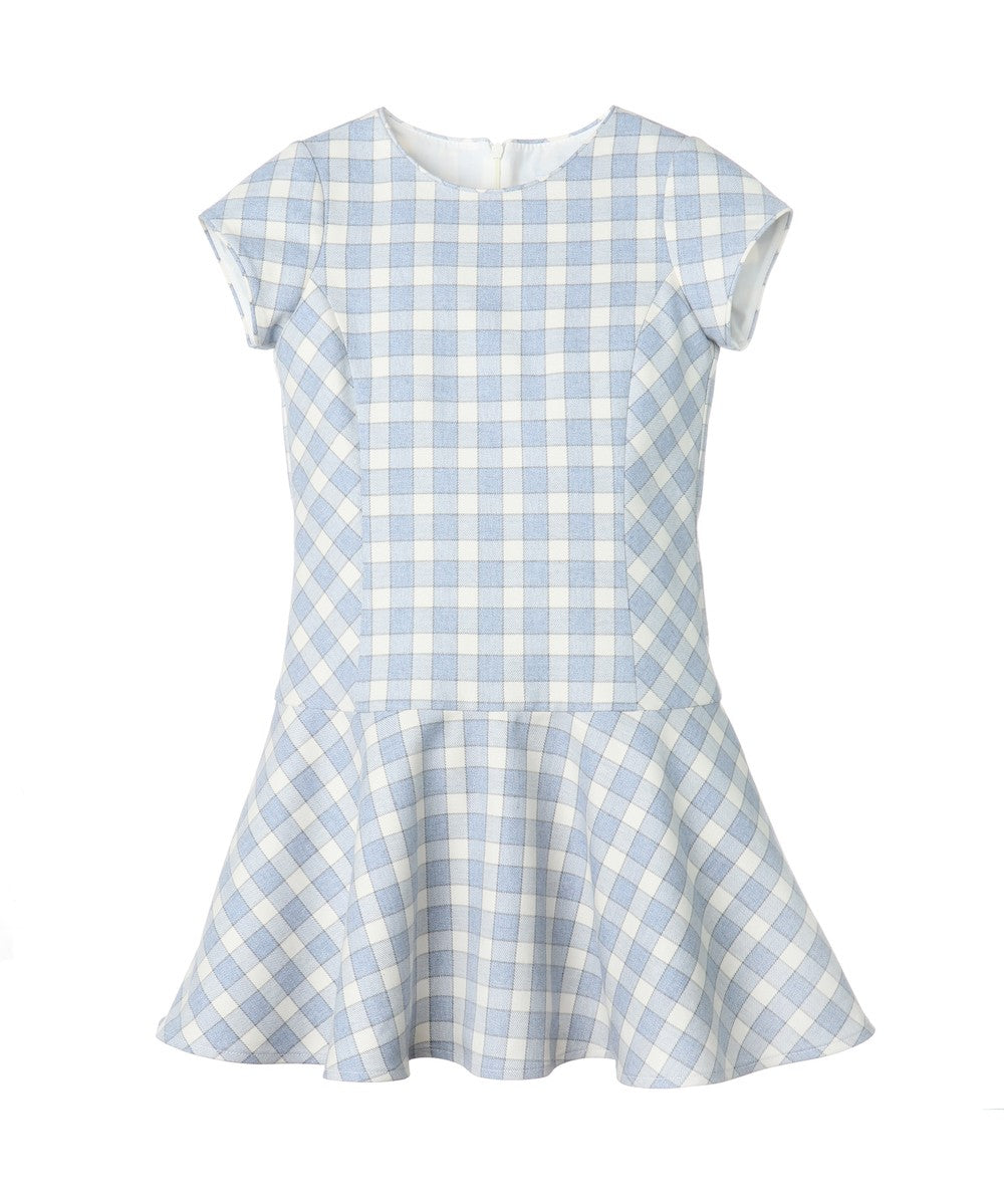 Luli & Me / Maria Casero Girls Blue Plaid Drop Waist Dress