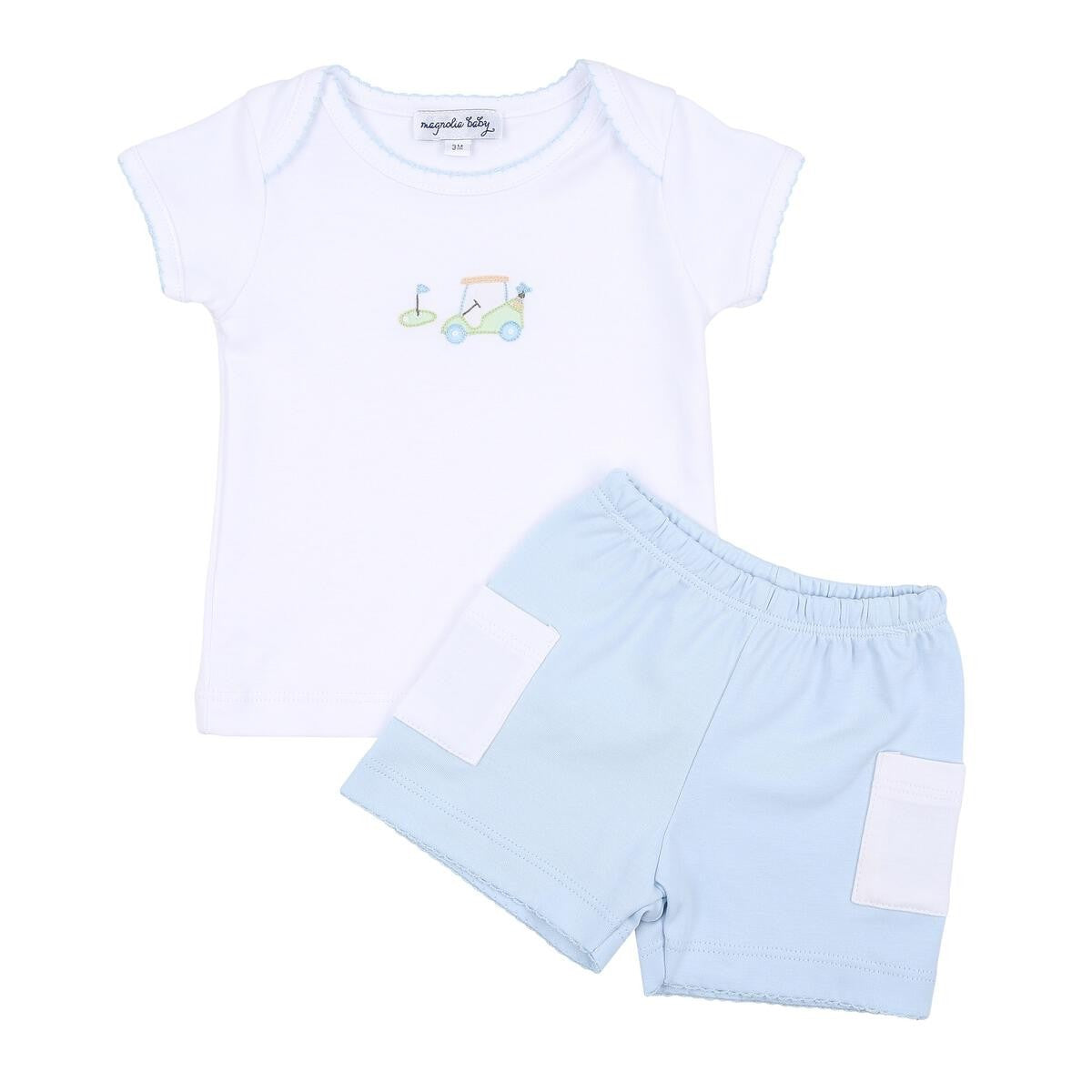Magnolia Baby Toddler Boys Blue On the Green Golf Short Set