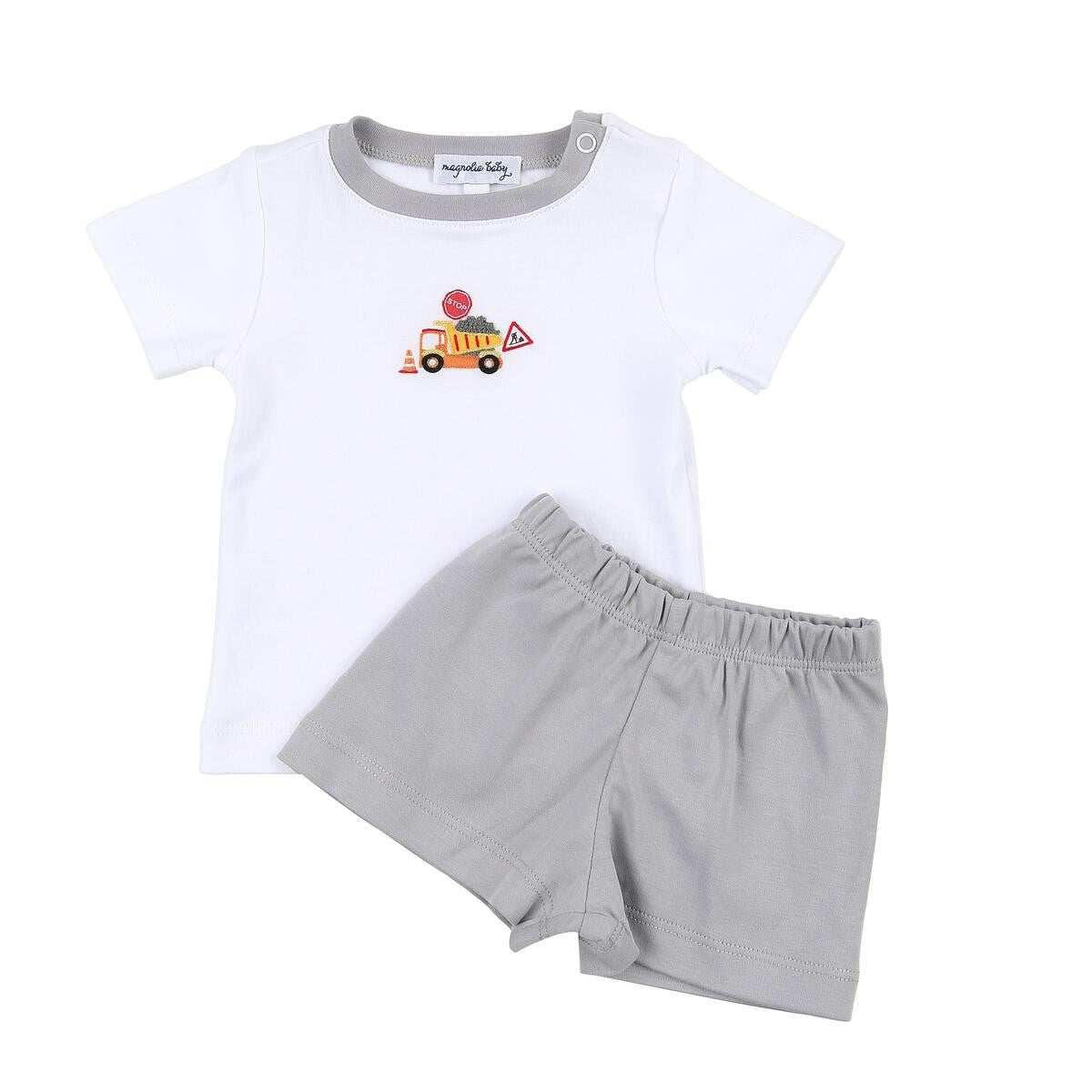 Magnolia Baby Boys Under Construction Embroidered Truck Short Set