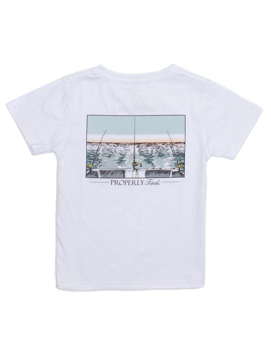 Properly Tied T-Shirt - Logo Pocket on Front - Back Graphic - White Cast Away