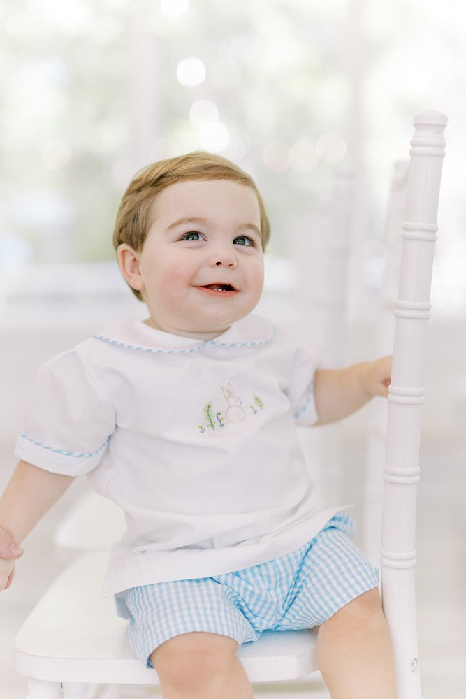 Proper Peony Toddler Boys Blue Blake Easter Bunny Shorts Set
