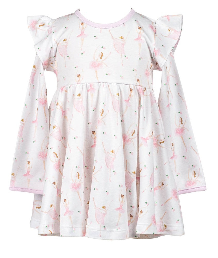 Proper Peony Pima Girls Pink Ballerinas Twirl Dress