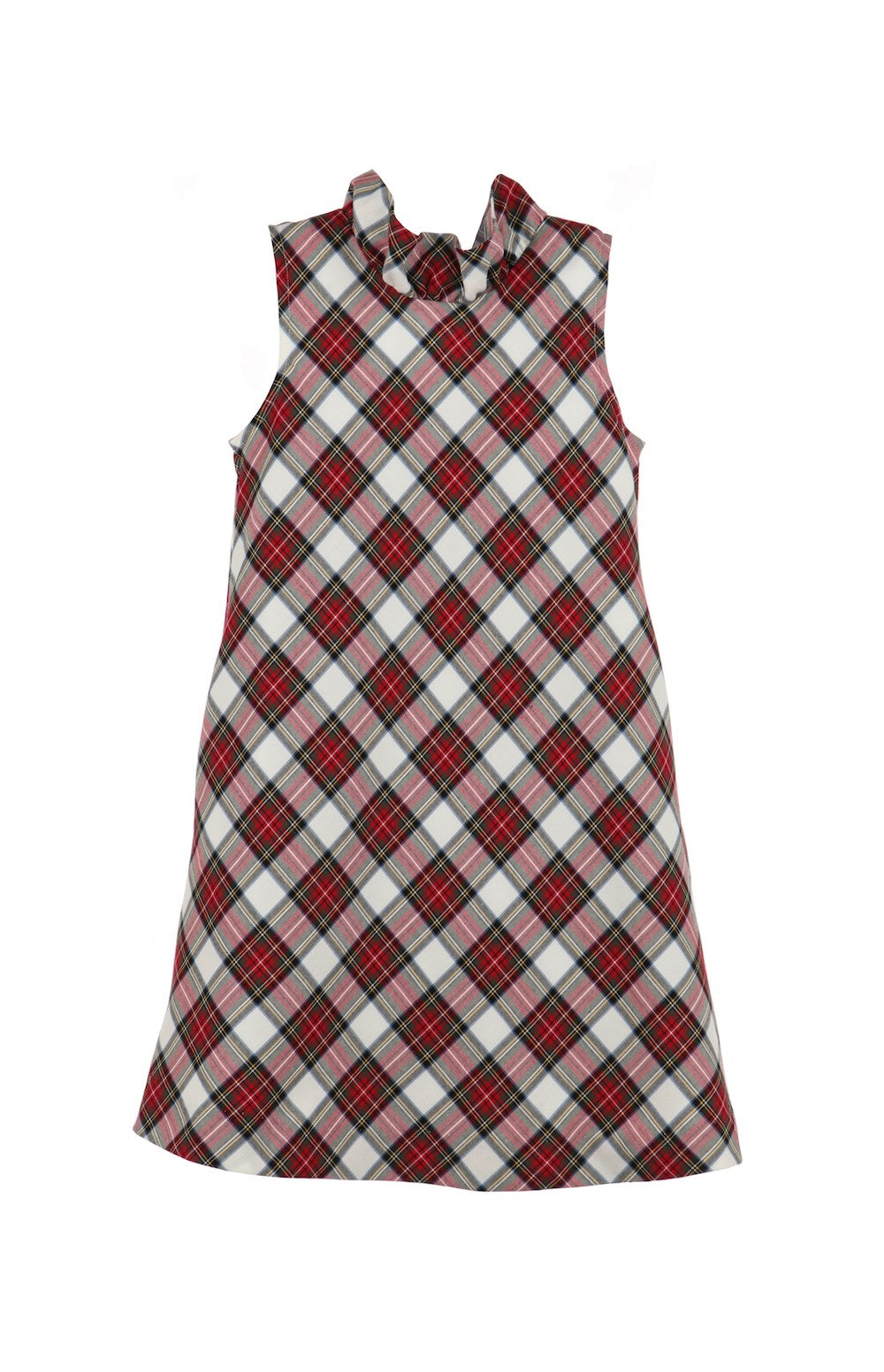 Luli & Me Gabby Girls Blair Dress - Red Holiday Plaid - Big Bow on Back