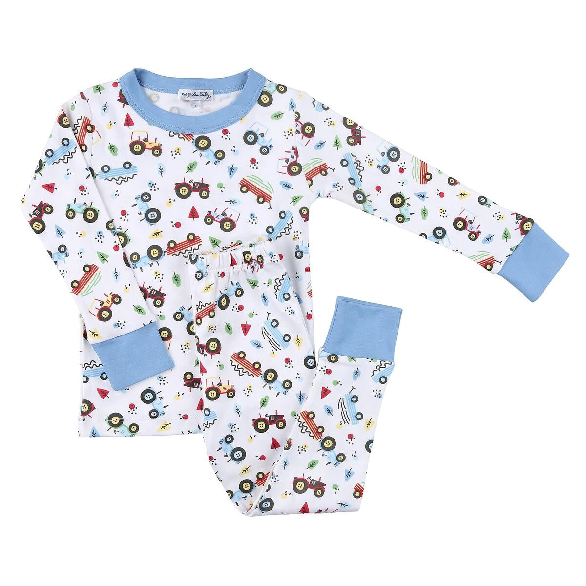 Magnolia Baby Little Boys Blue Tremendous Tractors Long Pajamas