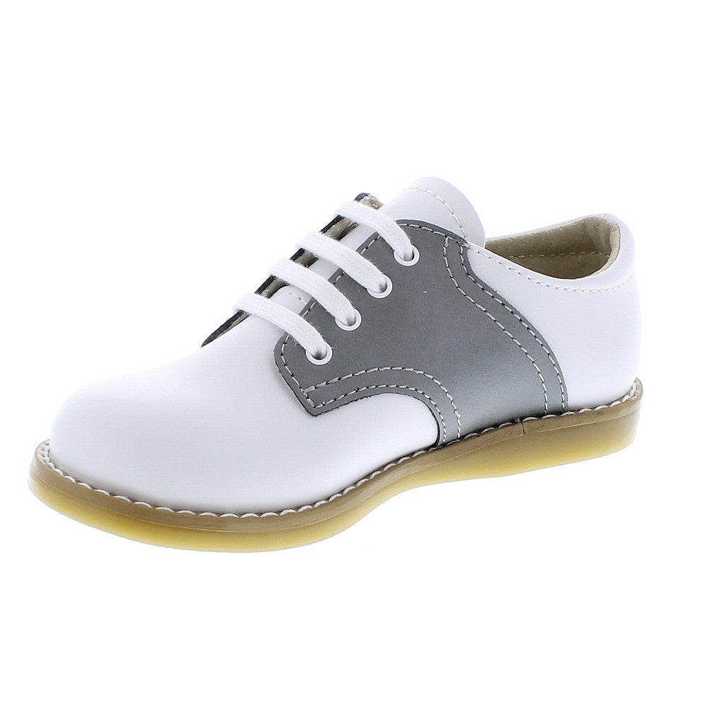 Footmates Boys Shoes - Cheer Saddle Oxford - White / Gray
