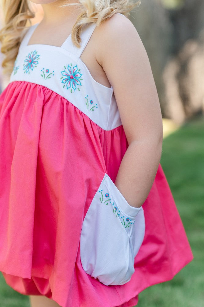 Proper Peony Girls Bloomers Set - Bright Pink Fiesta with Pockets