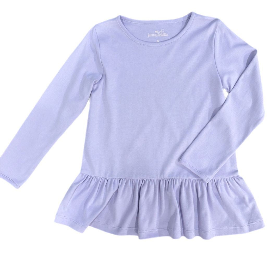 James & Lottie Girls Peggie Peplum Knit Top - Lavender