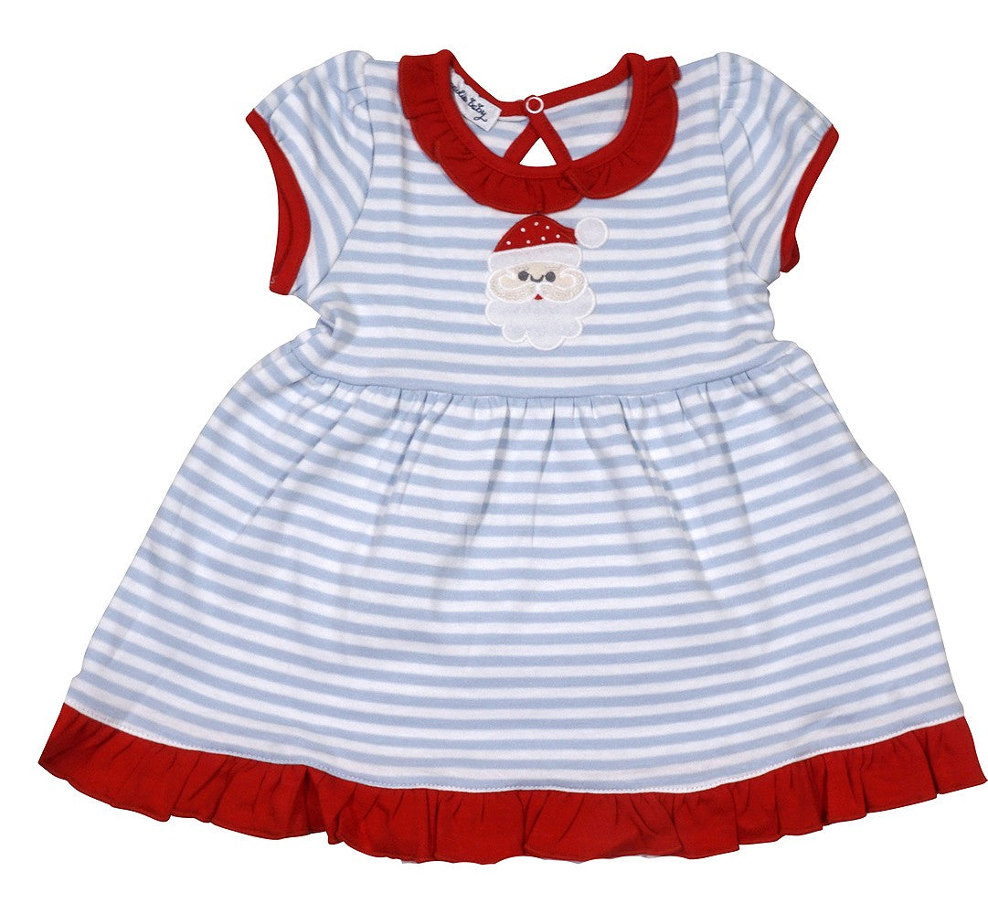 Magnolia Baby Girls Light Blue Striped Santa Claus Dress