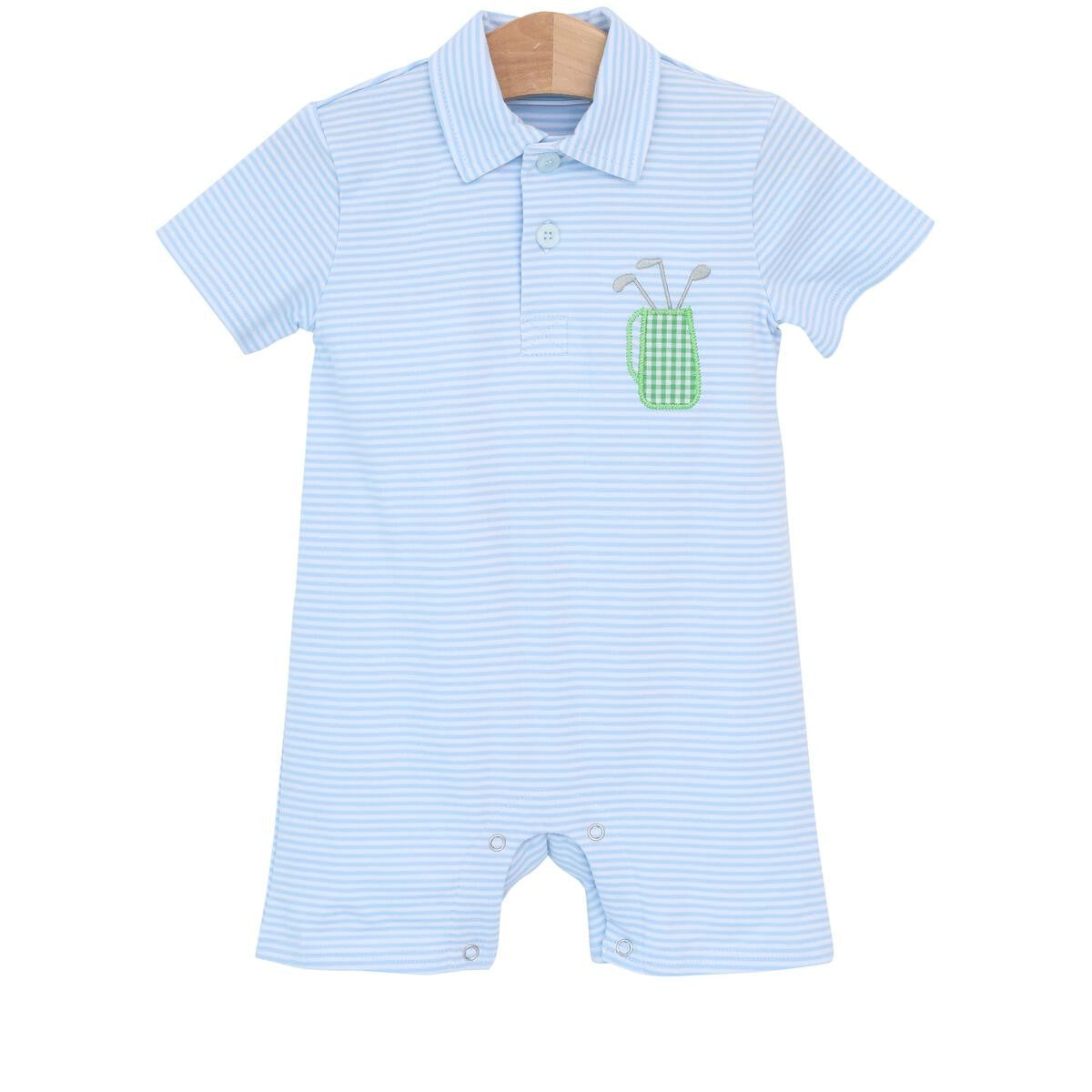 Trotter Street Kids Boys Romper - Blue Polo Golf Bag by Trotter Street Kids