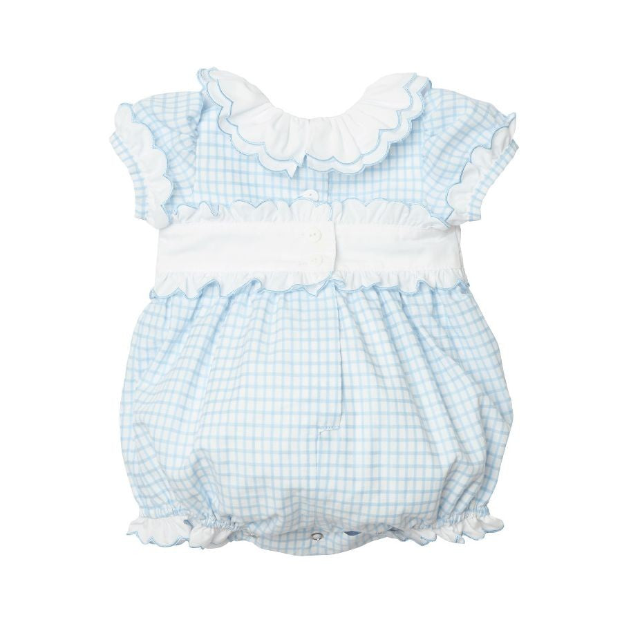 Sal & Pimenta Girls Bubble - Blue Check - Embroidered Bows