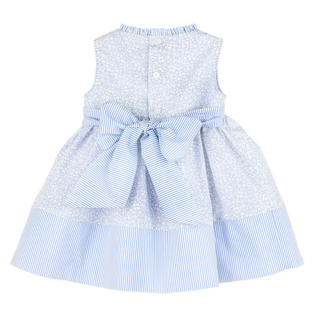 Sophie & Lucas Girls Sleeveless Tuck Dress with Sash - Light Blue