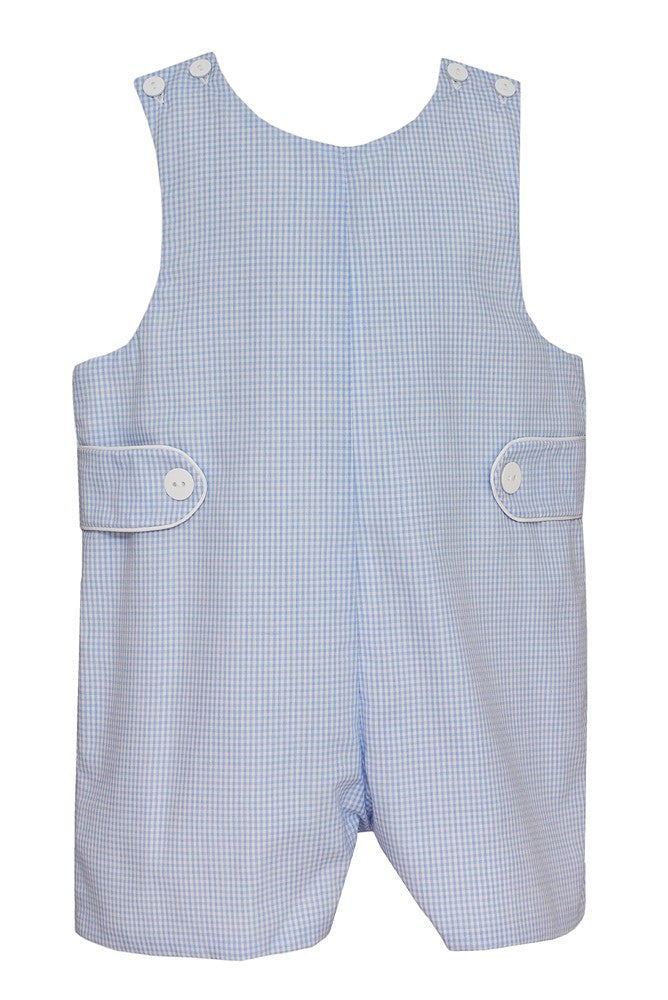 Petit Bebe Baby Boys Blue Mini Check Jon Jon with Tabs