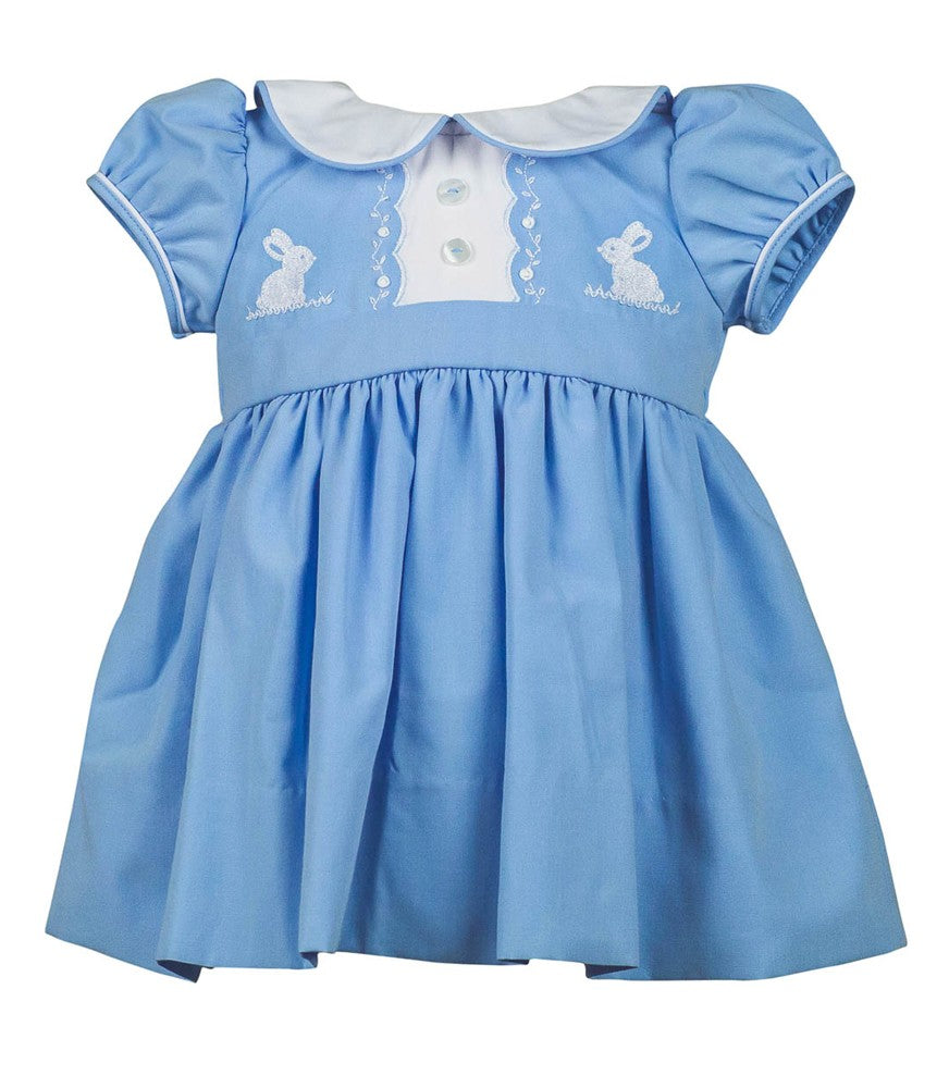 Proper Peony Girls Easter Dress - Blue Blanche Bunny