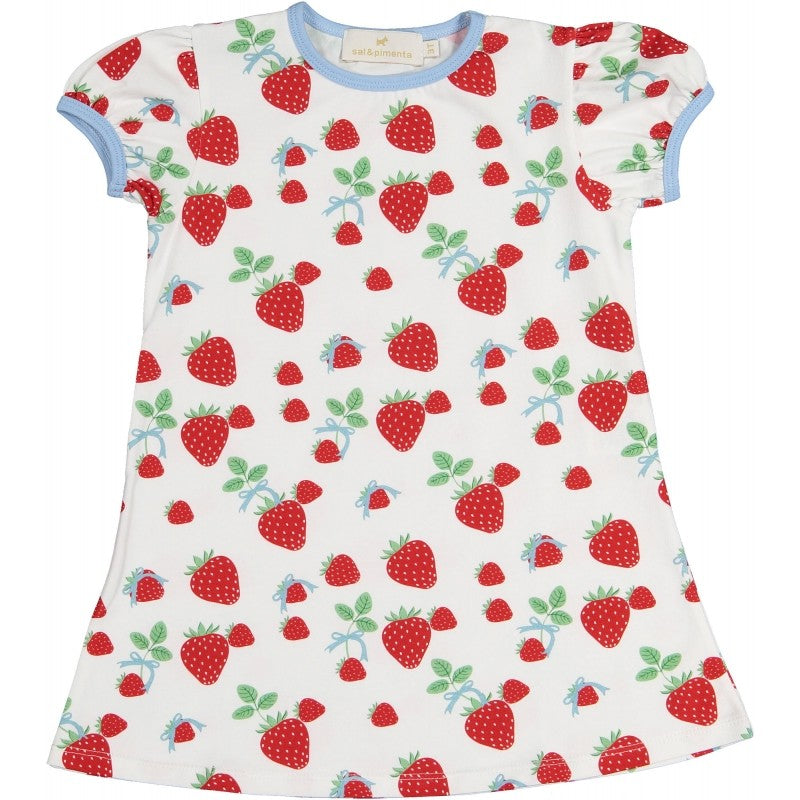 Sal & Pimenta Girls Knit A-Line Dress - Red Berries & Bows