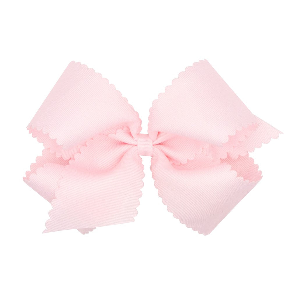 Wee Ones Girls Grosgrain Hair Bow on Clip - Scallop Edge - Powder Pink by Wee Ones