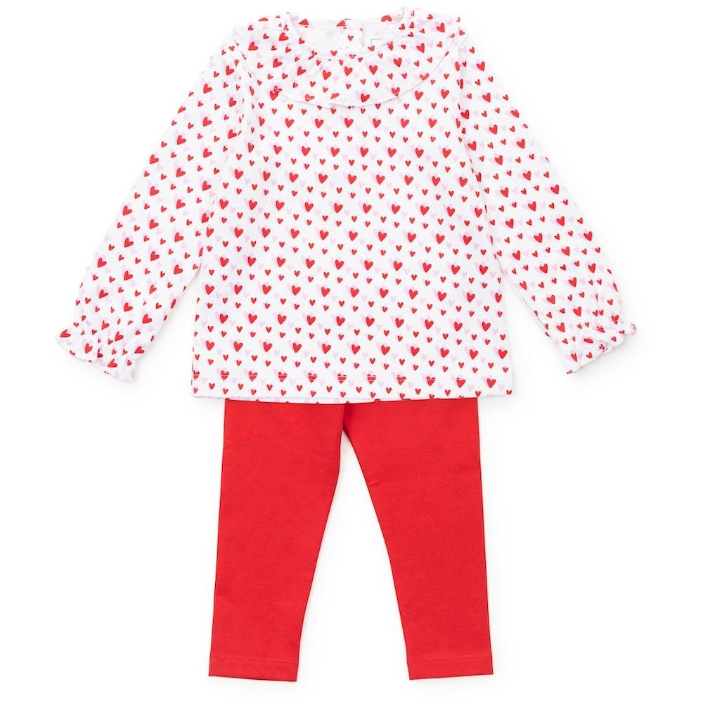 Lila & Hayes Girls Lulu Leggings Set - Pink & Red Heart to Heart Valentines