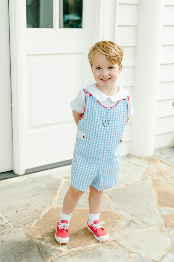 Proper Peony Boys Jon Jon - Light Blue Gingham - Mouse Ears