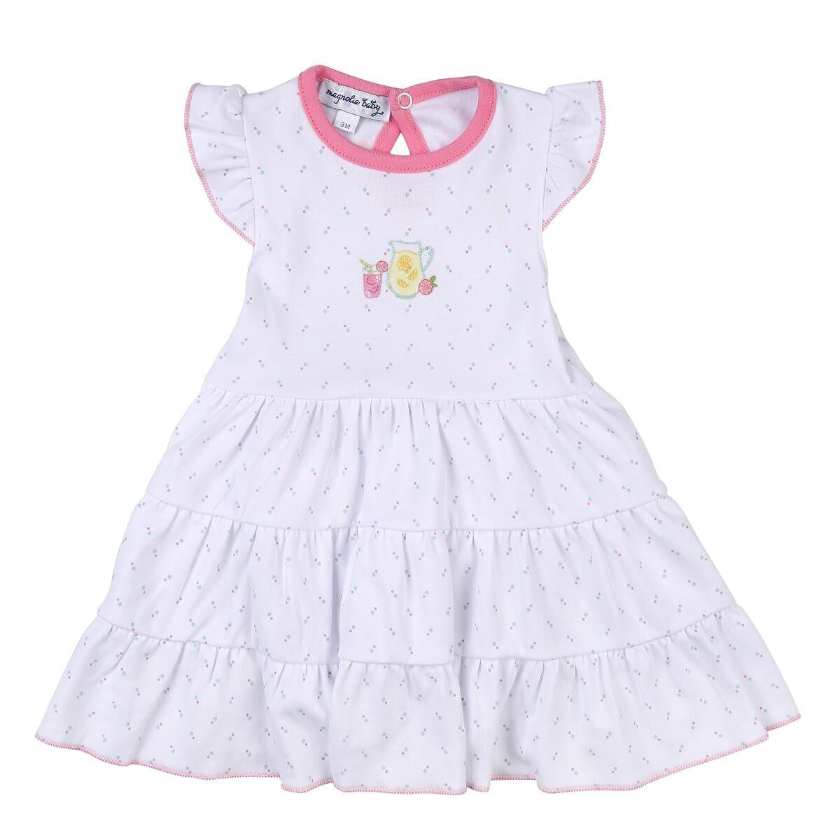 Magnolia Baby Girls Fresh Lemonade Embroidered Ruffle Flutters Dress