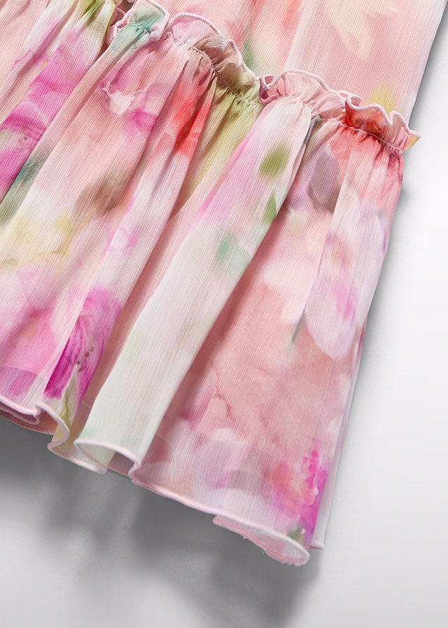 Abel & Lula Girls Pastel Watercolors Floral Dress - Ruffle