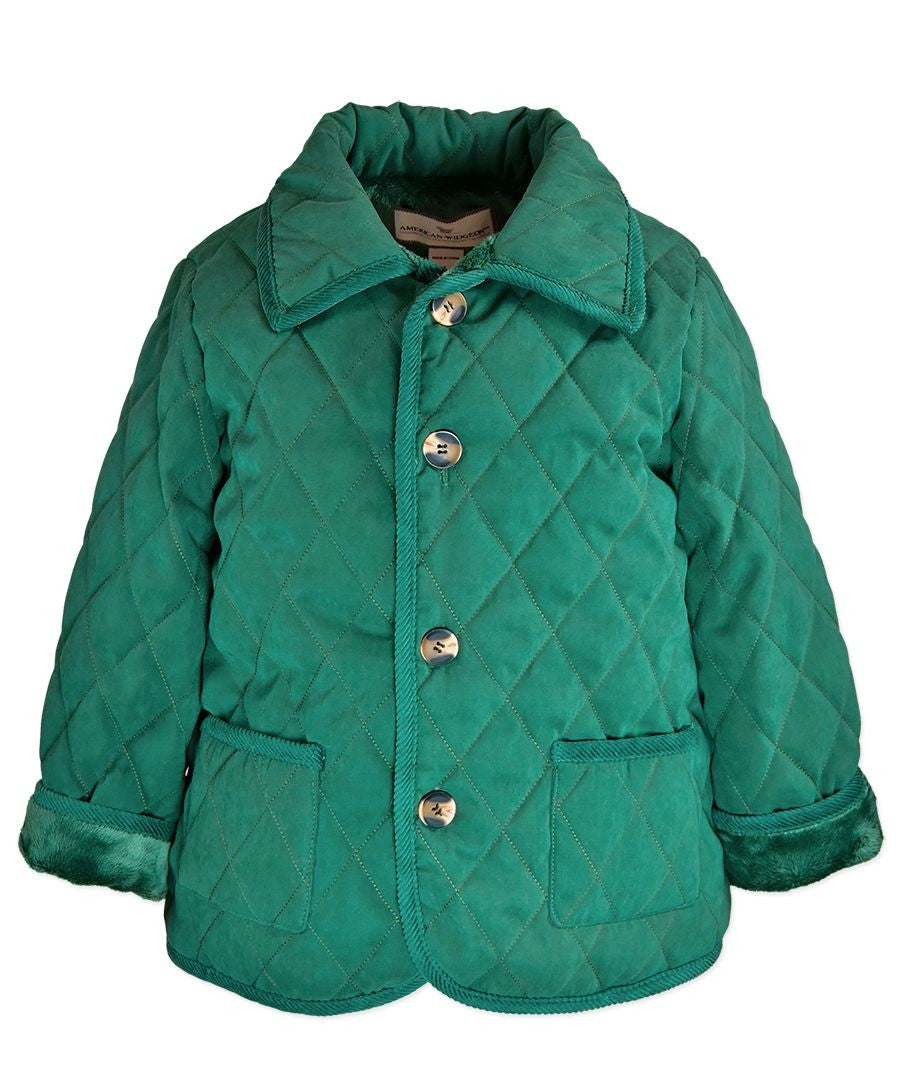 Widgeon Boys Quilted Barn Jacket Coat - Hunter Green