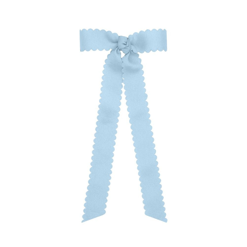 Wee Ones Girls Grosgrain Hair Bow with Streamers - Scallop Edge - Millenium Blue