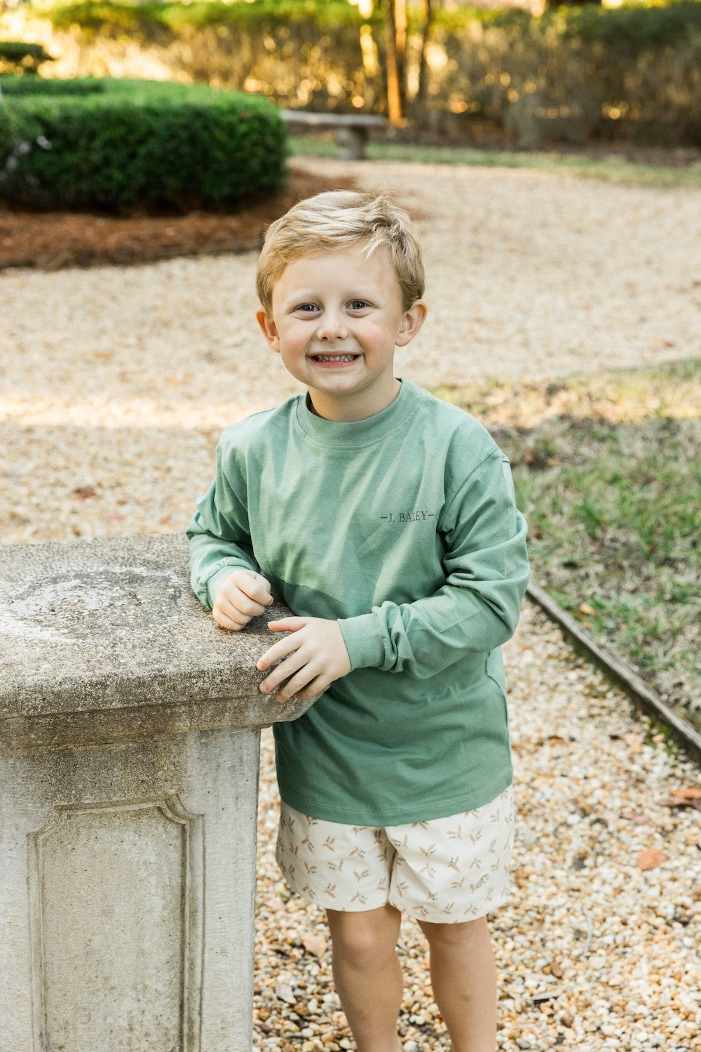 Bailey Boys J. Bailey Logo Tee Shirt - Green with Dog in Boat