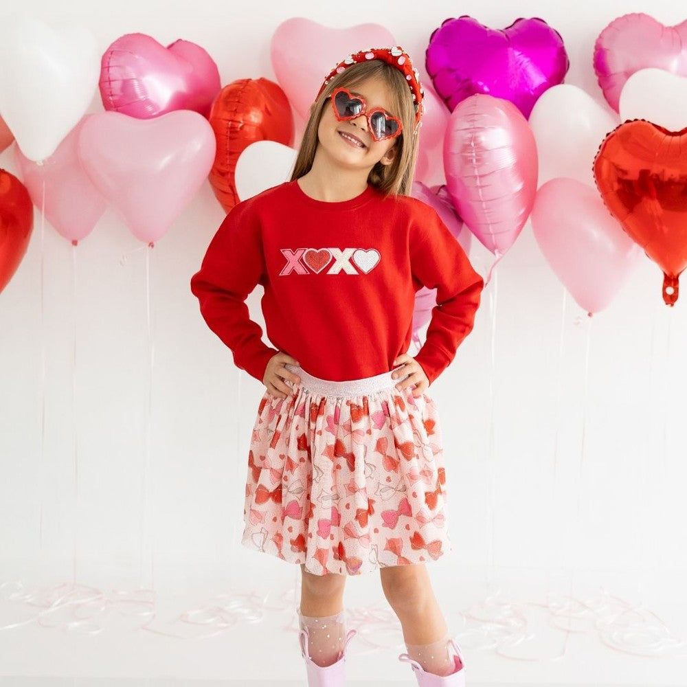 Sweet Wink Girls XOXO Valentine's Day Patch Sweatshirt - Red by Sweet Wink