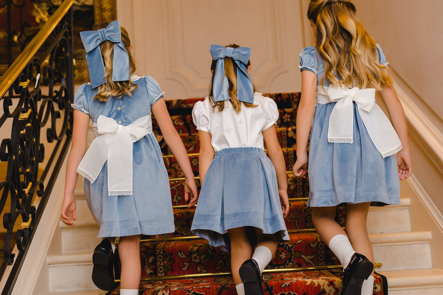Sal & Pimenta Girls Skirt Set - Dusty Blue Velvet