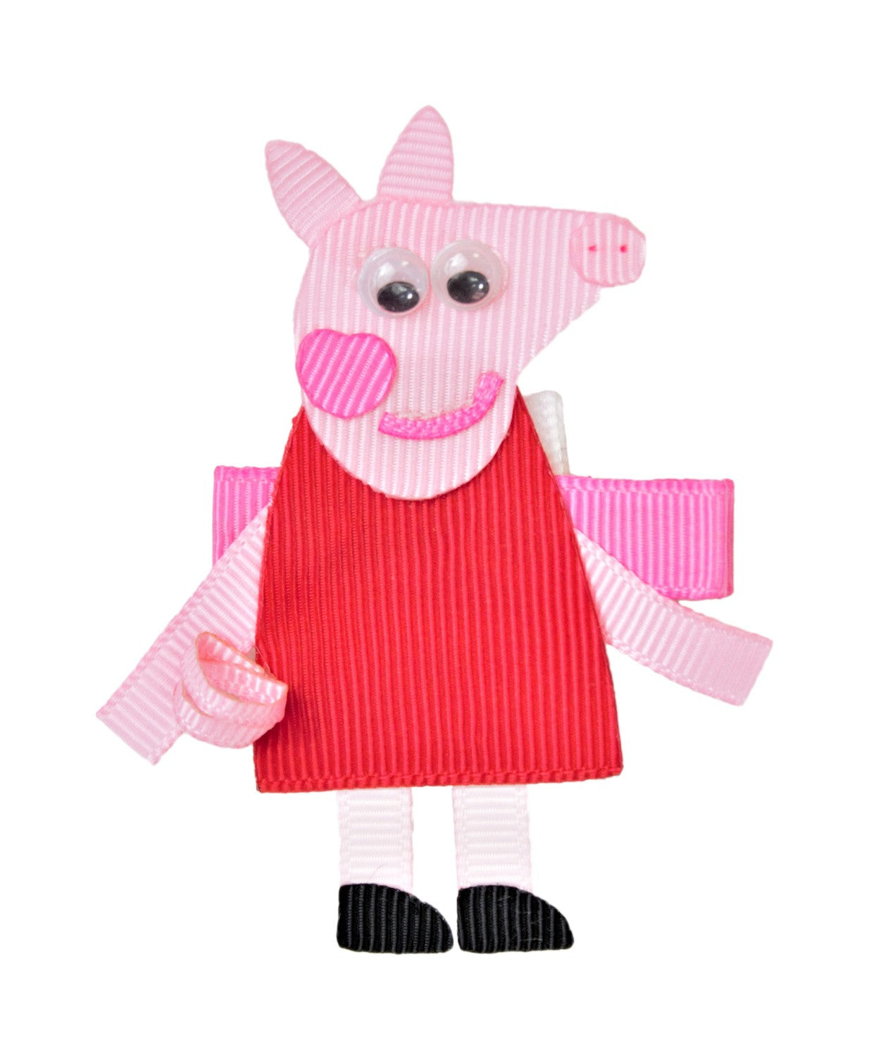 Beyond Creations Girls Pinch Clip Add-On to Bow - Ribbon Pink Peppa Pig