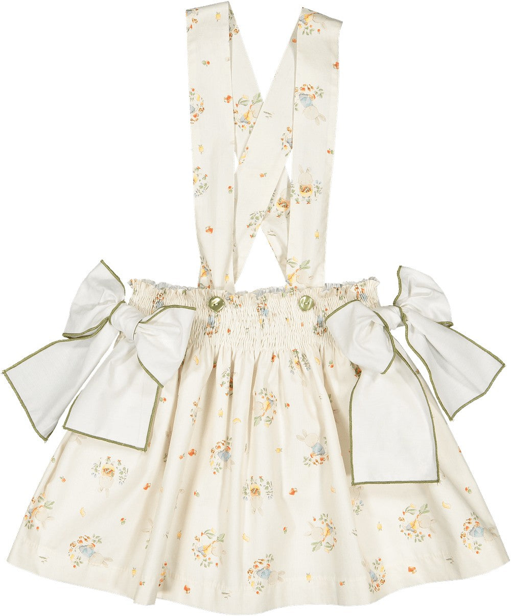 Sal & Pimenta Girls Overall Skirt with Bows - Bunny Carrot Stealers