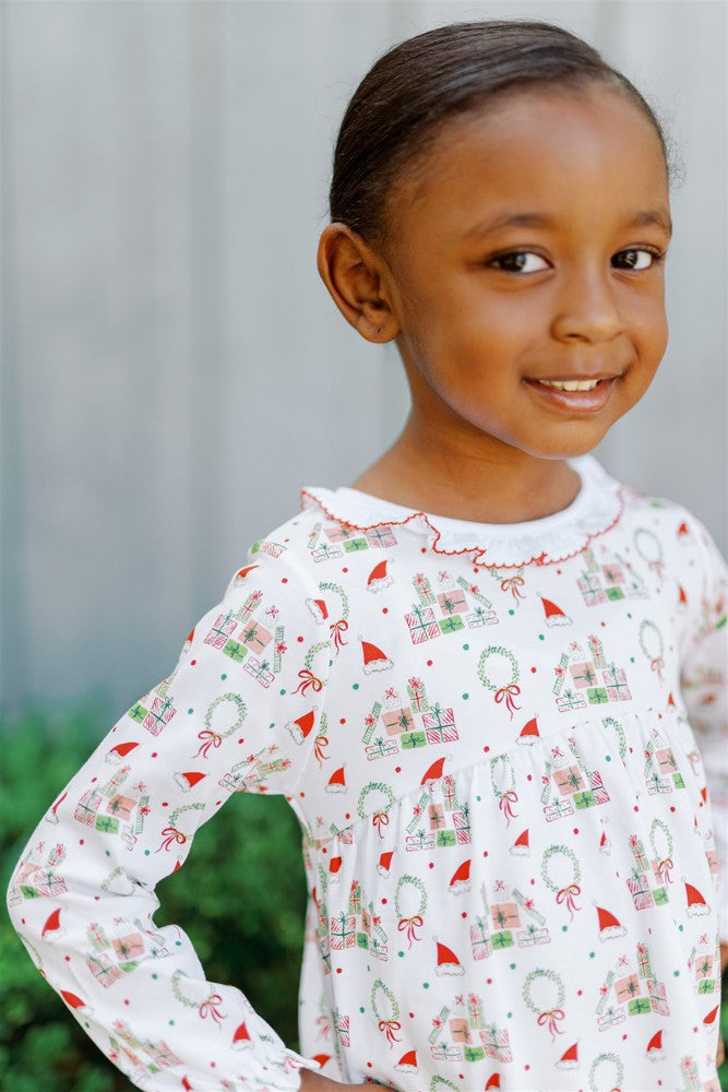 Proper Peony Pima Girls Red Deck the Halls Christmas Tunic & Leggings Set