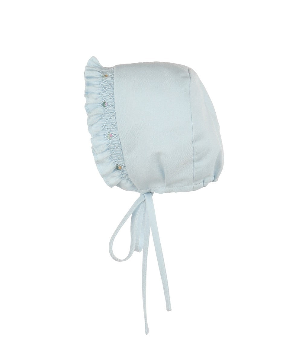 Luli & Me Baby Girls Floral Wreath Smocked Bishop Dress - Blue by Luli & Me