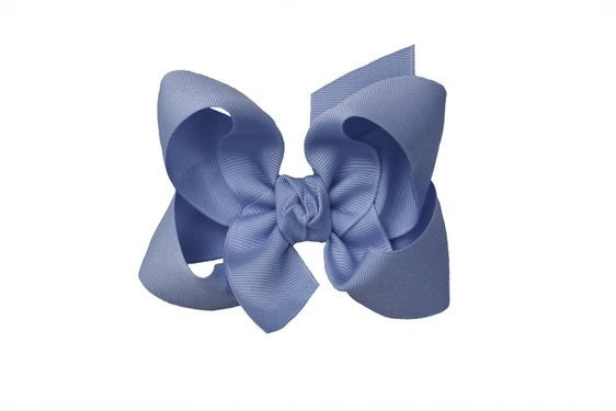 Beyond Creations Girls Grosgrain Double Knot Bow on Clip - Smoke Blue