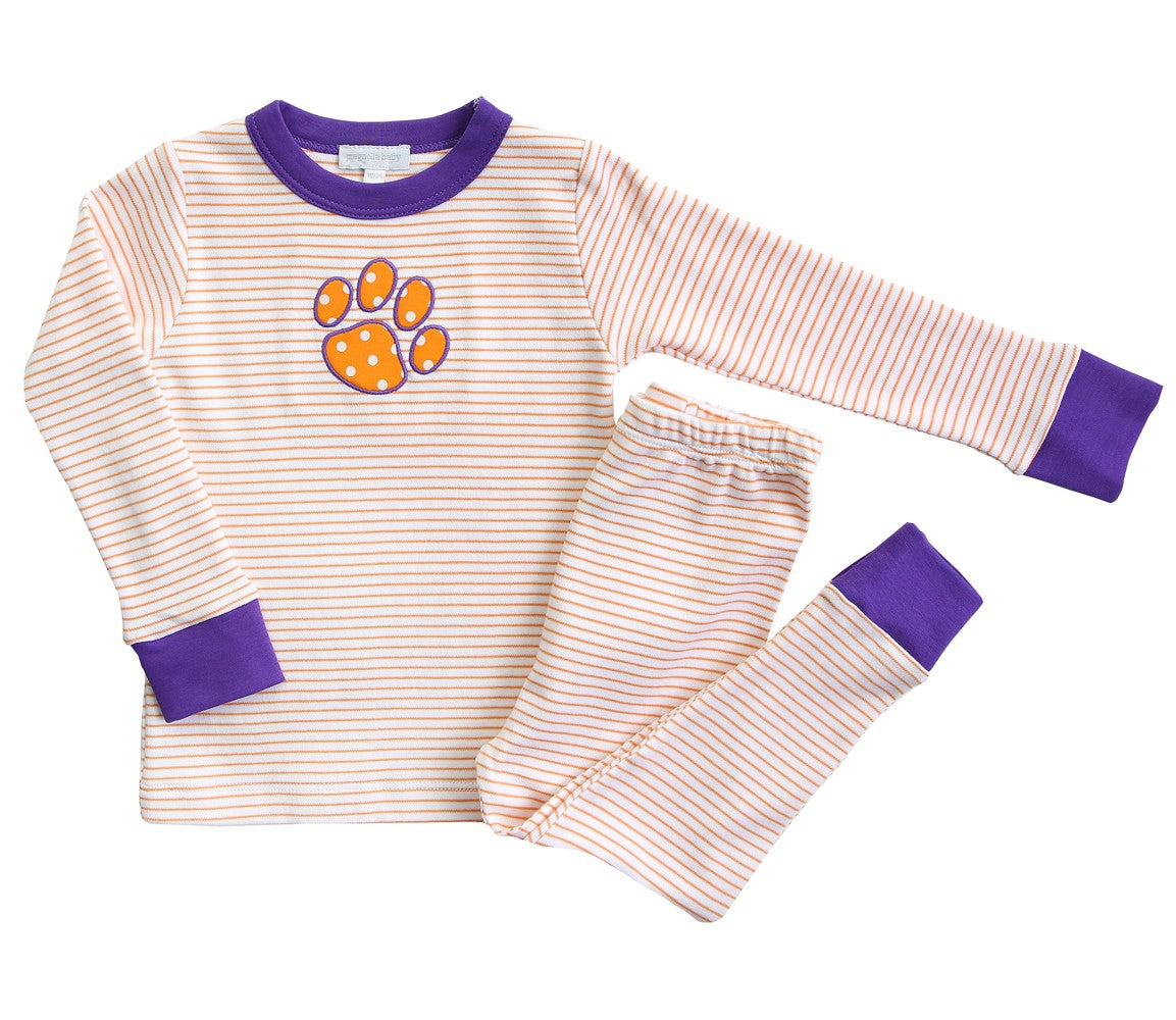 Magnolia Baby Little Boys / Girls Orange Tigers Paw Long Pajamas by Magnolia Baby
