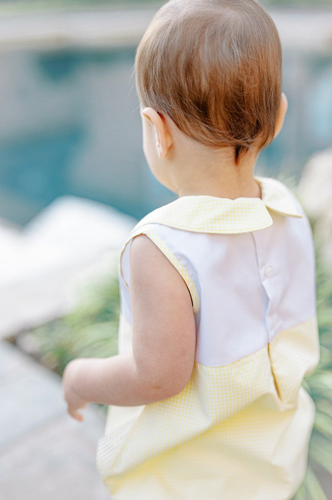 Proper Peony Baby Boys Bubble - Yellow Check Clary Easter Chicks by Proper Peony