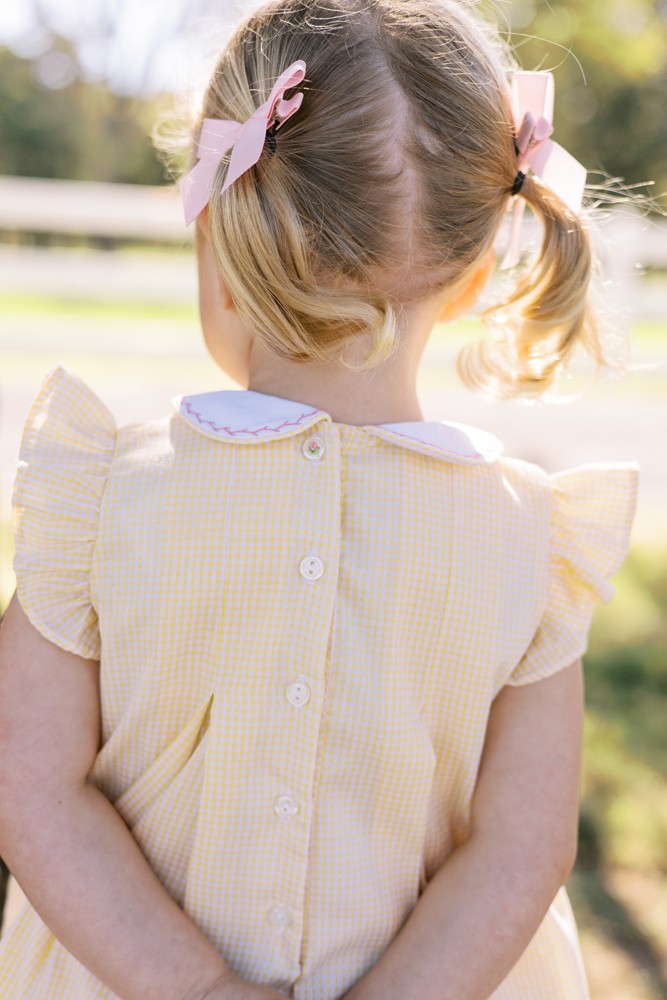 Proper Peony Girls Yellow Check Cute as a Button Bubble