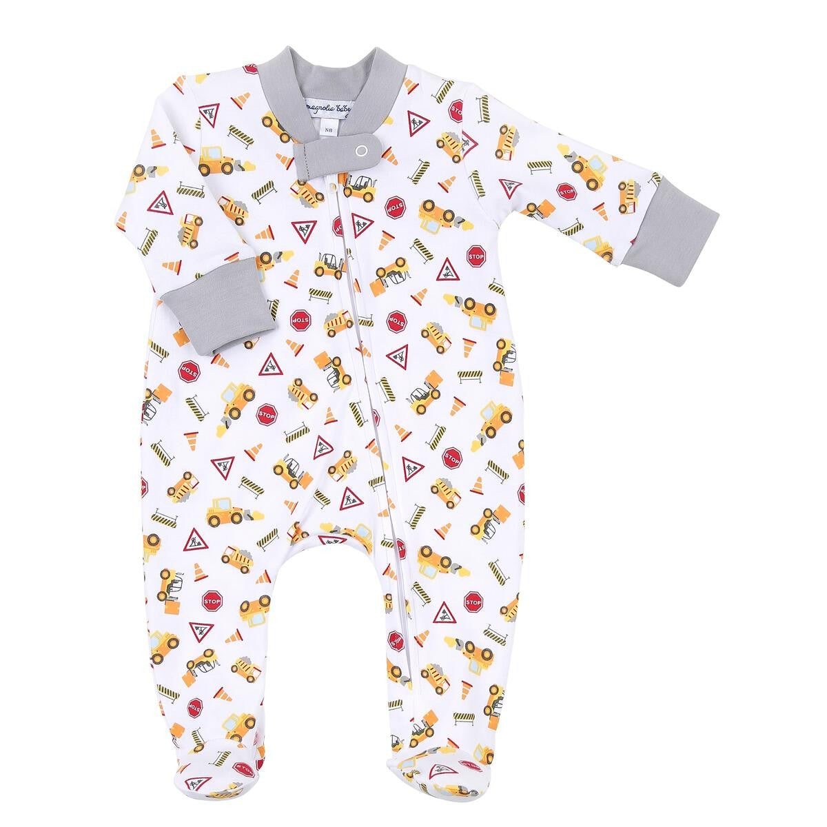 Magnolia Baby Boys Under Construction Printed Zipped Footie