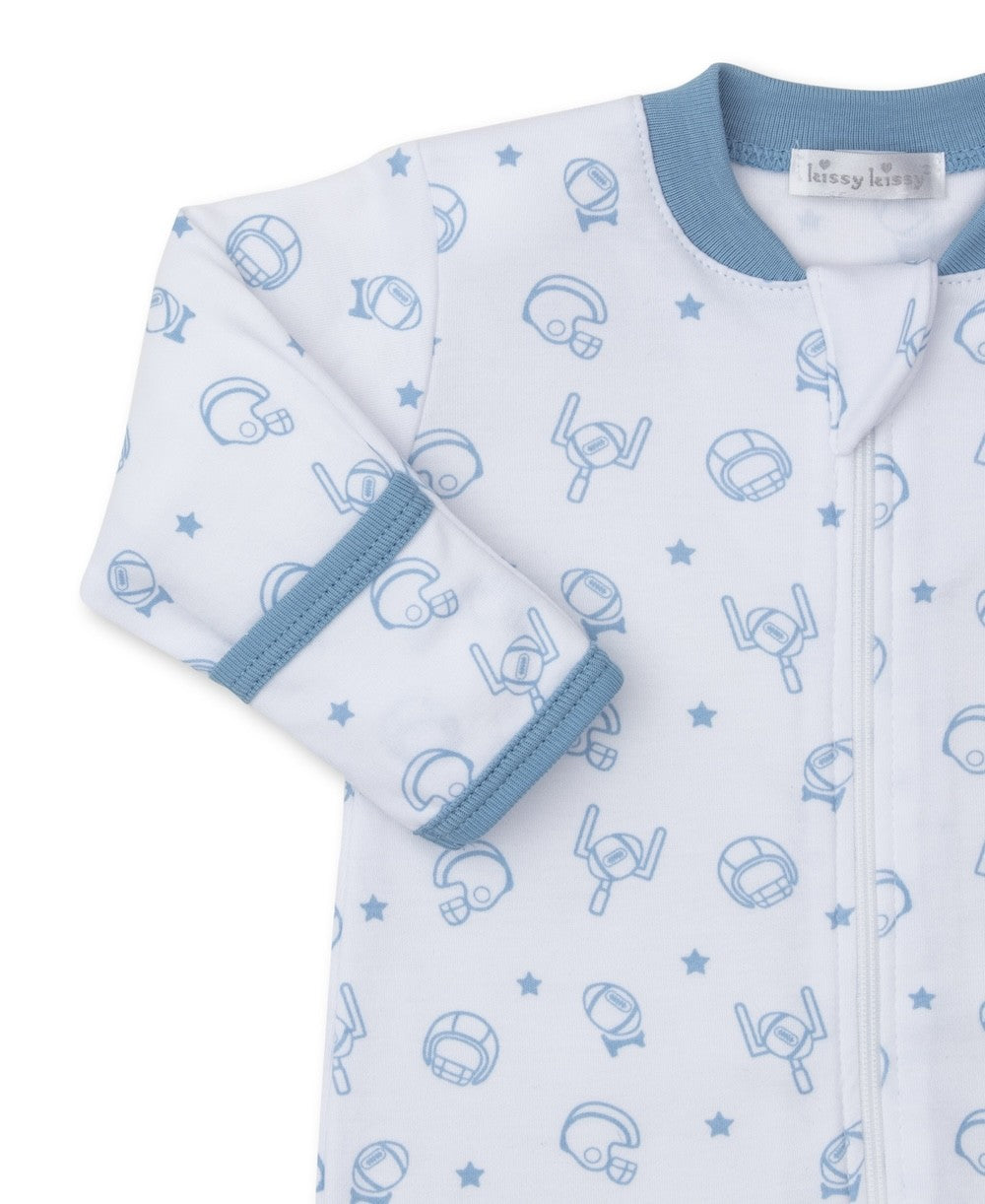 Kissy Kissy Baby Boys Blue Football Kicks Zipper Footie by Kissy Kissy