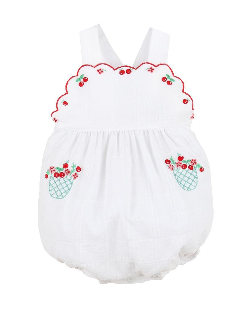 Sophie & Lucas Girls Summer Berries Sunsuit Bubble - White