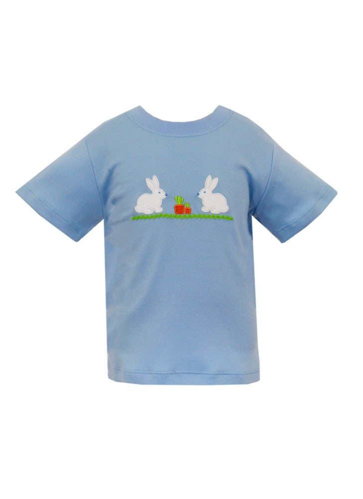 Claire & Charlie Boys Blue Knit Shirt - Easter Bunny & Carrot by Claire & Charlie