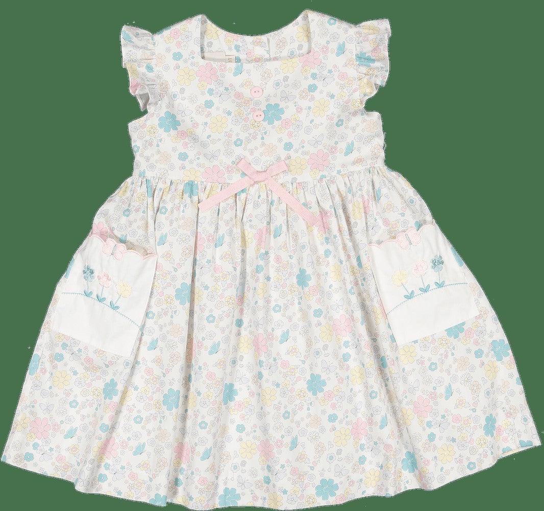 Sal & Pimenta Girls Dress - Pockets - Flutter Sleeves - Butterflies by Sal & Pimenta