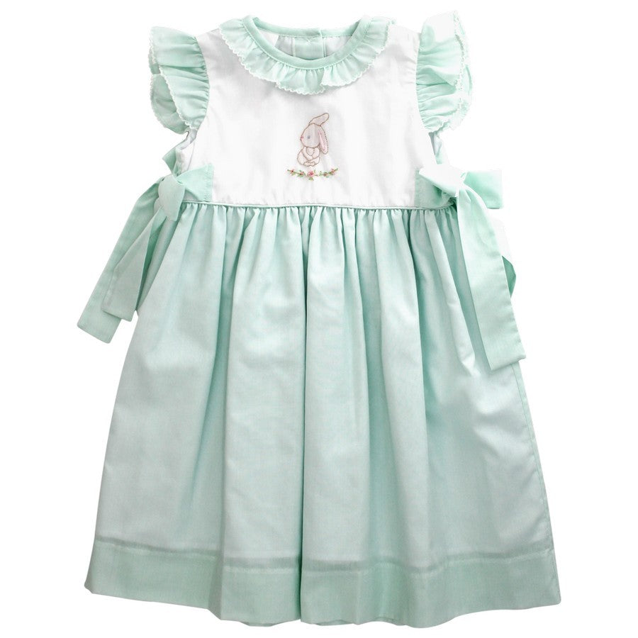 Bailey Boys Girls Dress with Side Bows - Mint Green with Embroidery Easter Bunny 6 Bailey Boys Girls Dress with Side Bows - Mint Green with Embroidery Easter Bunny 6