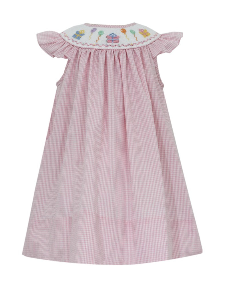 Petit Bebe Baby Girls Pink Gingham Smocked Birthday Bishop Dress by Petit Bebe