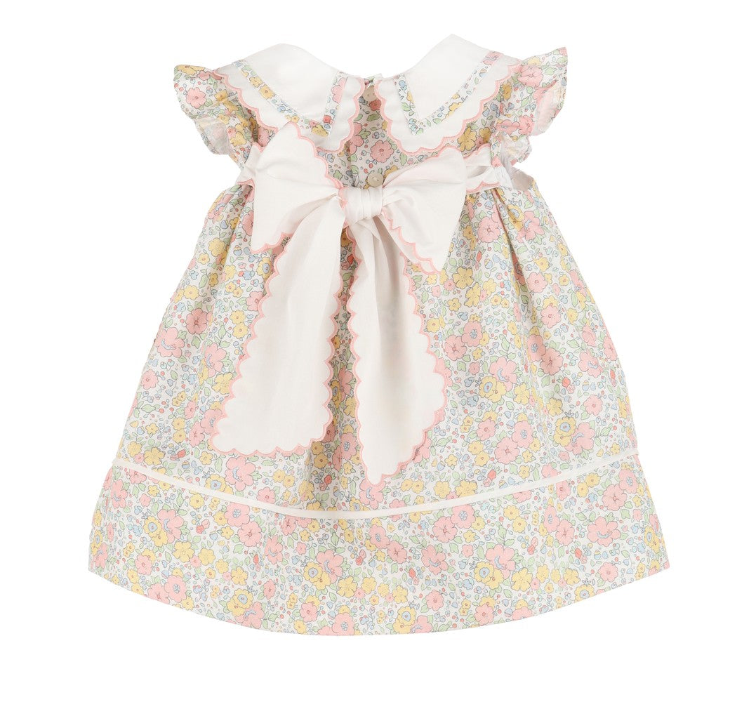 Sophie & Lucas Girls Miller Fancy Collar Dress - Pink & Yellow Floral