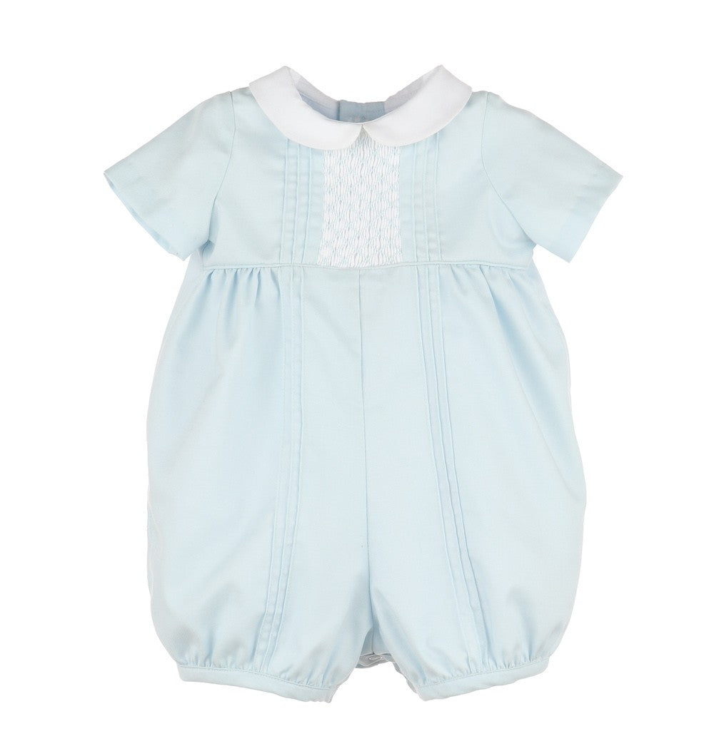 Luli & Me Baby Boys Smocked Bib Bubble - Light Blue