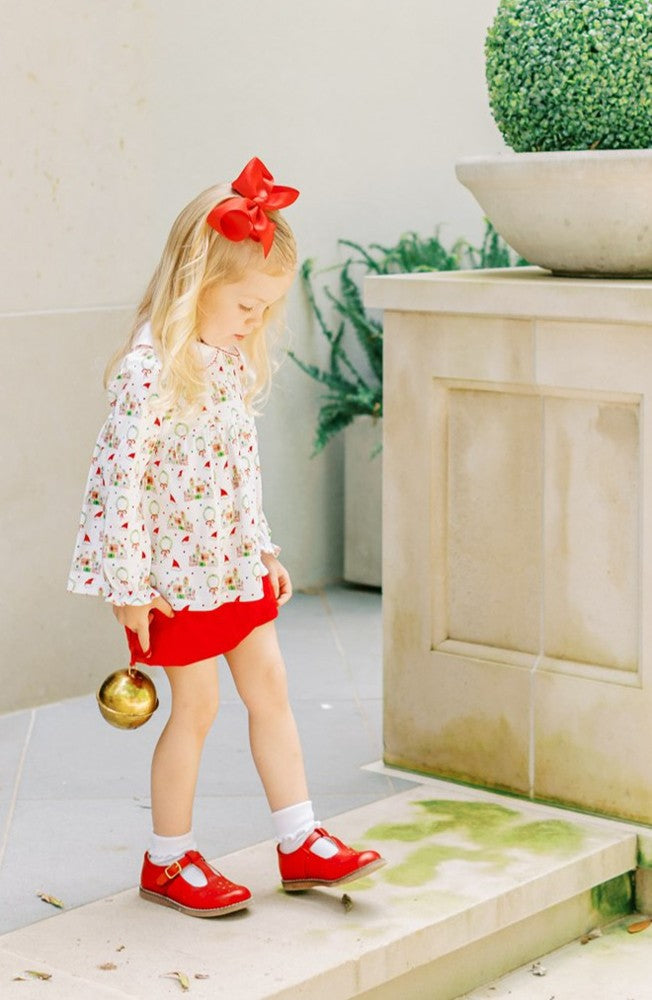Proper Peony Pima Girls Red Deck the Halls Christmas Bloomers Set by Proper Peony