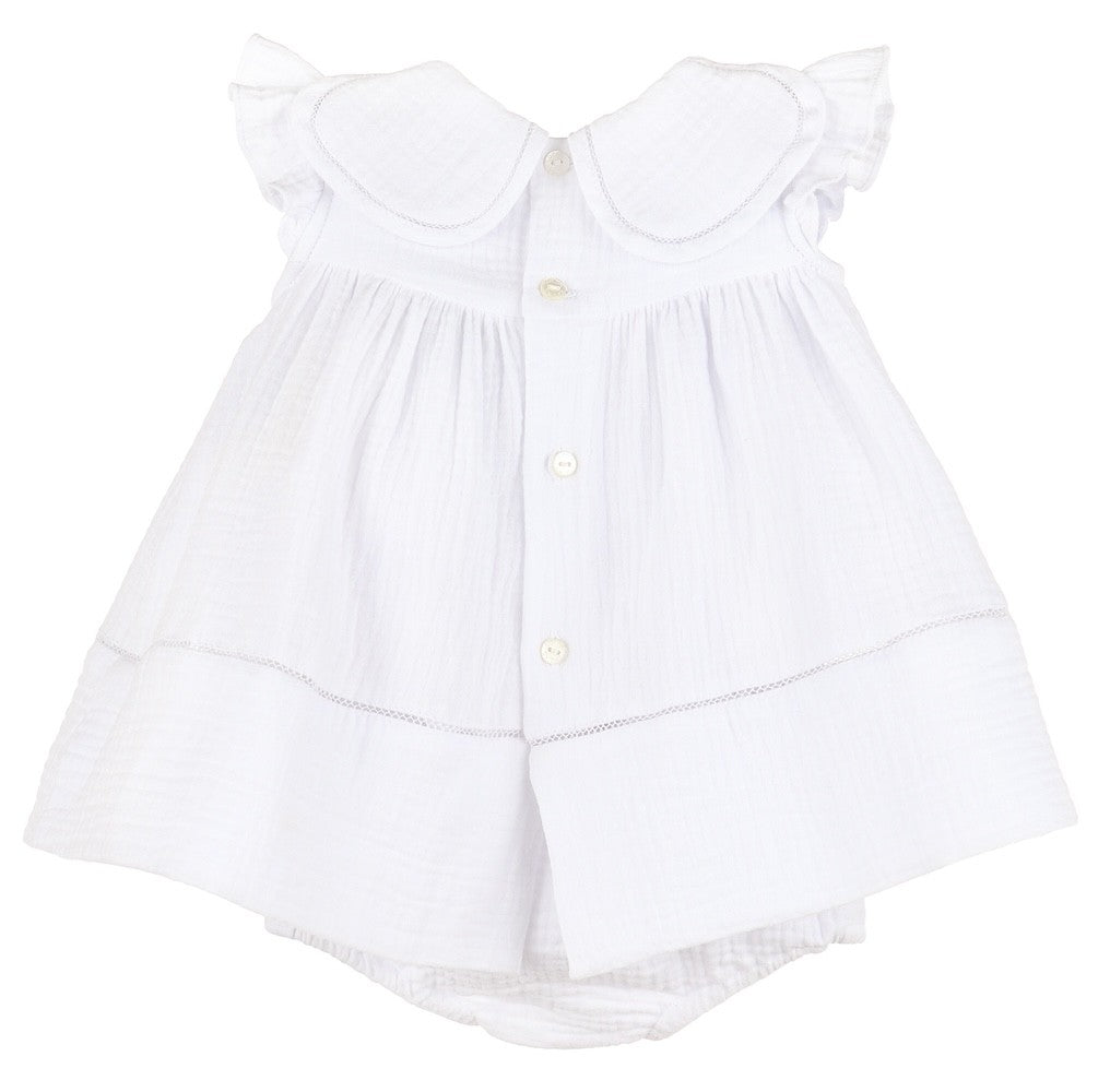 Sophie & Lucas Girls Cuddle Cotton Petal Dress - White