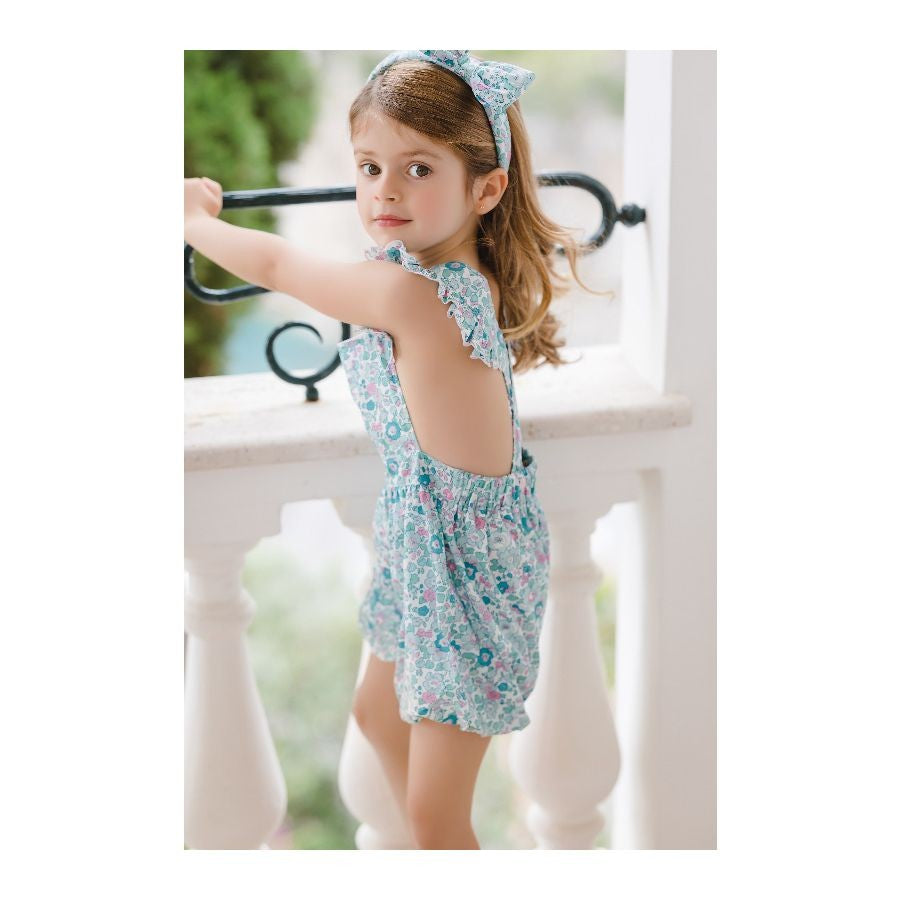 Sal & Pimenta Girls Bow Headband - Aqua Betsy Liberty Floral