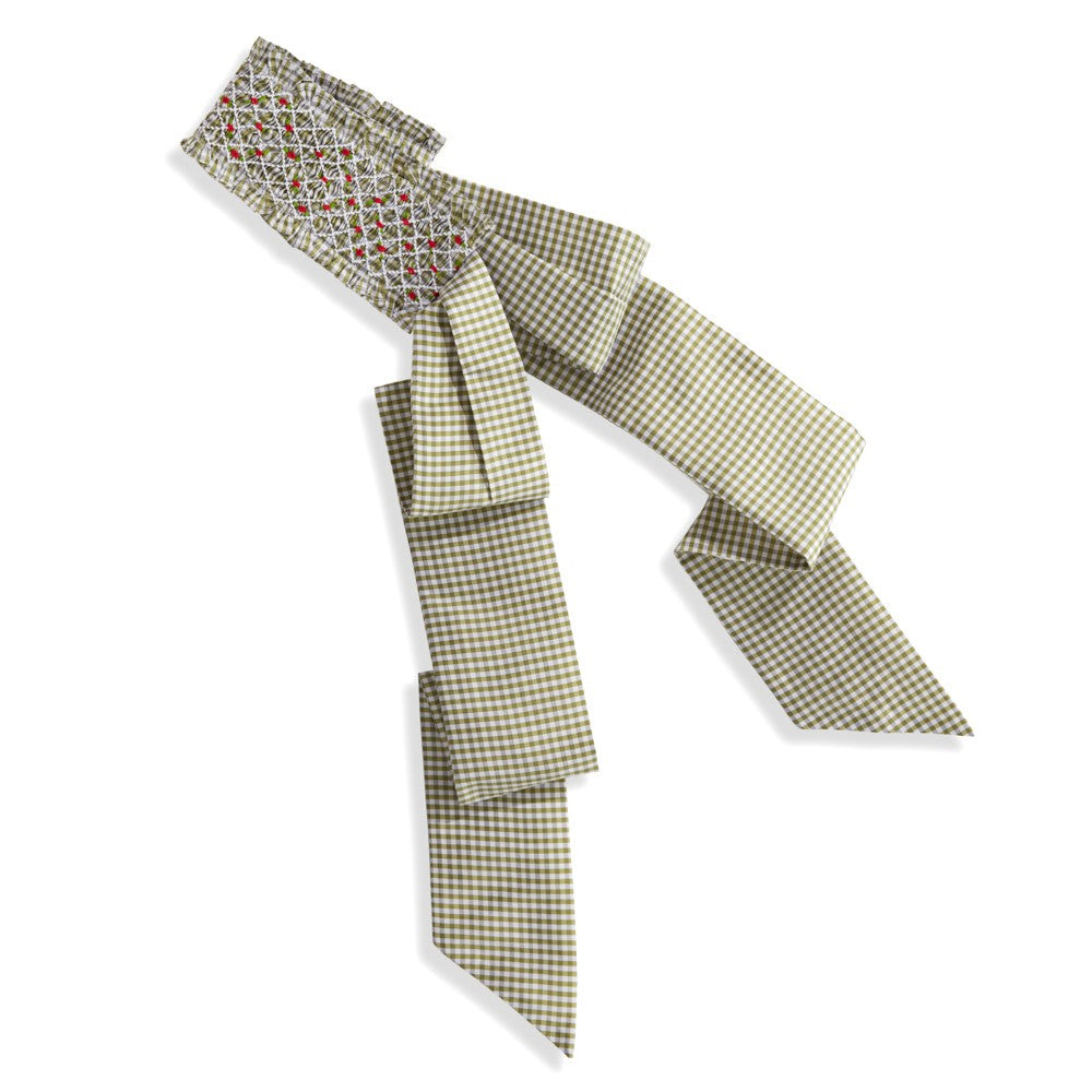 bella bliss Girls McLean Party Sash - Smocked Green Gingham by bella bliss