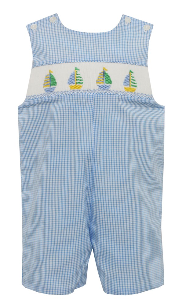 Petit Bebe Baby / Toddler Boys Blue Check Smocked Sailboats Jon Jon by Petit Bebe